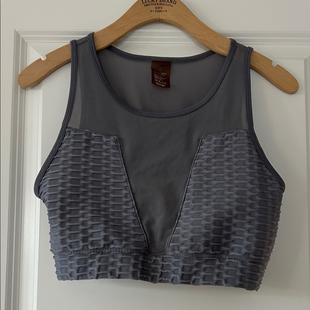 LA Society Sports Bra XL w MEASUREMENTS, Textured Grey, The Best Assets, Sheer